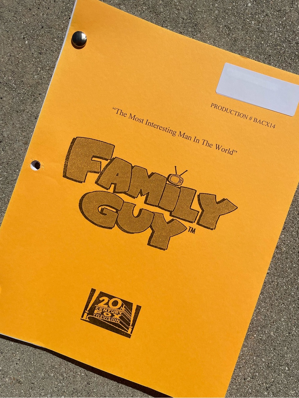 Family Guy 2013 Production Used Table Script Most Interesting Man In The World